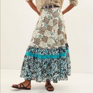 Anthropologie Floral Patchwork Maxi Skirt, XS